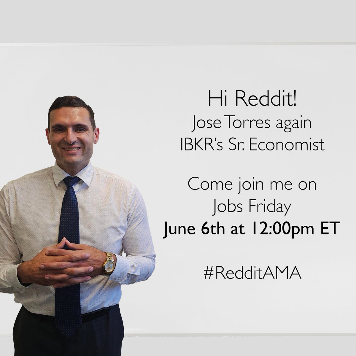 Interactive Brokers (@ibkr) on Twitter photo IBKR Senior Economist <a href="/JoseTorresEcon/">José Torres</a> is excited to provide his insights on the Jobs Friday report at 12:00 pm ET on June 6. Reddit #AMA. Submit your questions here: reddit.com/r/IBKR_Officia…
#IBKR #EconomicOutlook IBKR Senior Economist <a href="/JoseTorresEcon/">José Torres</a> is excited to provide his insights on the Jobs Friday report at 12:00 pm ET on June 6. Reddit #AMA. Submit your questions here: reddit.com/r/IBKR_Officia…
#IBKR #EconomicOutlook