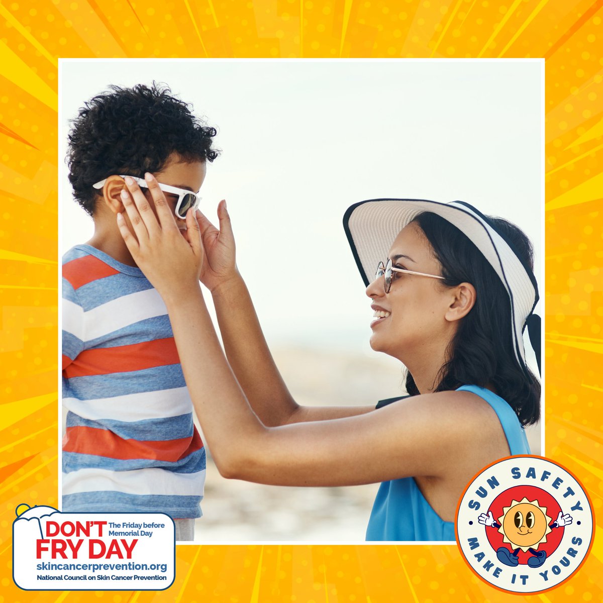 Protect yourself and those you love by reminding them that today (and every day) is #DontFryDay 

Follow these tips to help prevent skin cancer:
🌞Never intentionally tan
🧴Apply sunscreen daily
🧢Wear sun protective clothing
🏖️Seek shade, especially between 10 AM - 4 PM