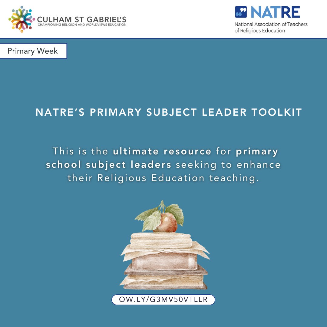 culhamstgabriel's tweet photo. 🌟 Leading #PrimaryRE? @NATREupdate Primary Subject Leader Toolkit is here to help, shared as part of #PrimaryFocusWeek.
Packed with resources, guidance & support from RE experts, it's your go-to hub for confident, effective leadership.
https://t.co/3SIJi5UWfb
#TeamRE https://t.co/W8iG06lQmT