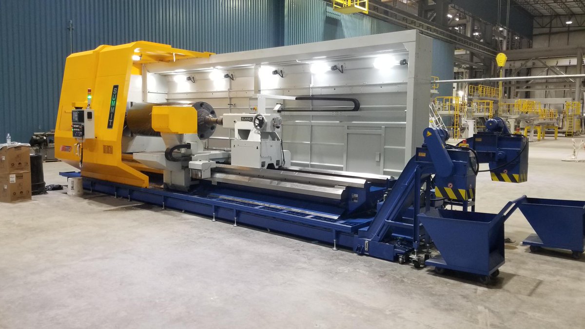 SummitMT's tweet photo. 🎉HAPPY CUSTOMER ALERT🎉

Sold to SMS Group which is a service company for Steel Mills with more than 100 locations around the world
Located at Big River Steel (US Steel) Osceola AR
Machining a tensioning roller for continuous sheet metal process. https://t.co/zpRm7tgkmT