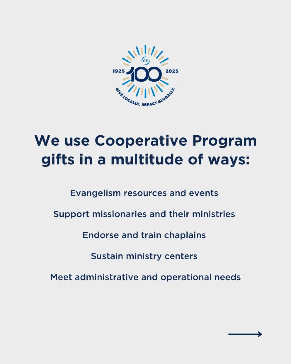 NAMB_SBC's tweet photo. This year marks 1️⃣0️⃣0️⃣ years of Southern Baptists uniting together for the sake of the Great Commission! 🎉
#CooperativeProgram #CP100 #SBC https://t.co/FoK9qqUrF7