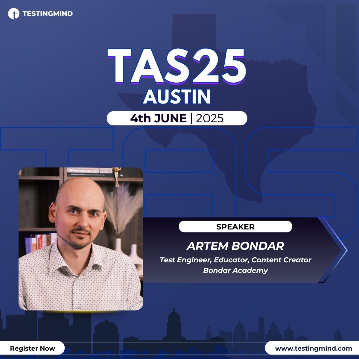 testingmindcon's tweet image. 🚀 Artem Bondar from Bondar Academy joins #TestAutomationSummit Austin as a Featured Speaker!

🎤 Topic: API Testing with Playwright: Fast and Scalable Scripting Approach
📍 4 June 2025 | In-person
🔗 Register: testingmind.com/event/test-aut…

#Testingmind #APITesting #Playwright