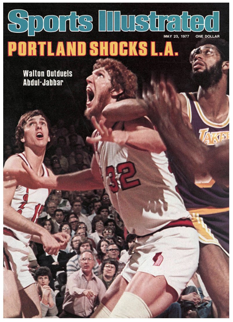 77Blazers's tweet photo. May 23, 1977 - The day after the Game 1 loss vs the @sixers in the @NBA Finals, #BillWalton and #LarrySteele of the @trailblazers graced the cover of @SInow.

The two #Portland newspapers, the @Oregonian and the #OregonJournal, each filled the their columns with Game 1 assessments, and the news that @kaj33 has won his 5th #MVP award, with #Blazers center Walton finishing second.

In addition, both papers have ads highlighting @KOINNews coverage of the team. #KOIN is the local affiliate of @CBS which is covering the series, as well as the various #Blazersmania paraphernalia.  

#RipCity #ThisDateinBlazersHistory #OTD