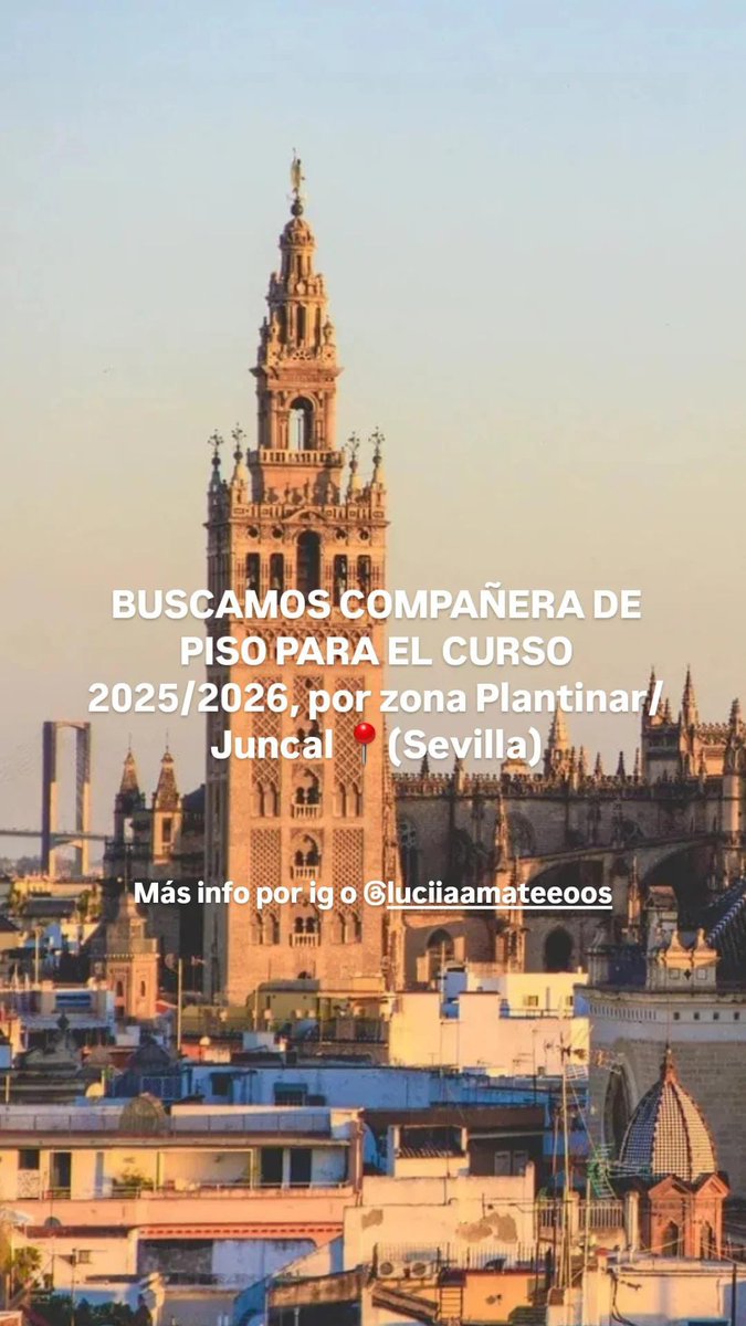 luciiaa_mt's tweet photo. Buscamos a una compañera de sicue en Sevilla que se quede el primer cuatri (septiembre - enero) #sevilla #pisodeestudientes #sicue #queydondeestudiar2025 #sicuesevilla #piso https://t.co/GPwXkFXn2z
