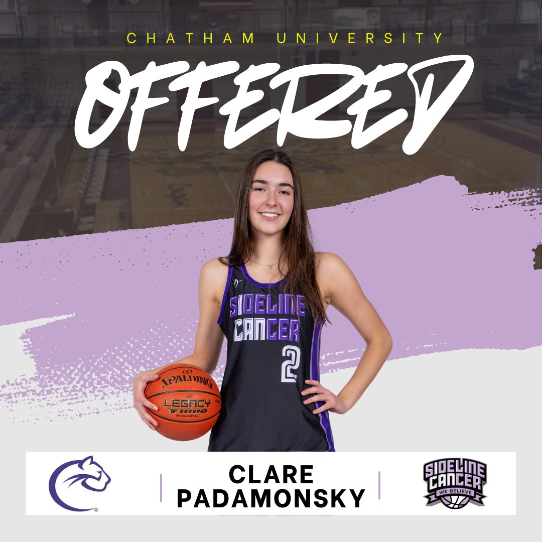 Clare Padamonsky (@clarepadamonsky) on Twitter photo After a great visit, I am beyond excited to announce that I received an offer from <a href="/chathamwbb/">Chatham Women’s Basketball</a>.
Thank you coach <a href="/CoachDavidSaur/">David Saur</a> and the coaching staff for believing in me! 💜🤍 After a great visit, I am beyond excited to announce that I received an offer from <a href="/chathamwbb/">Chatham Women’s Basketball</a>.
Thank you coach <a href="/CoachDavidSaur/">David Saur</a> and the coaching staff for believing in me! 💜🤍