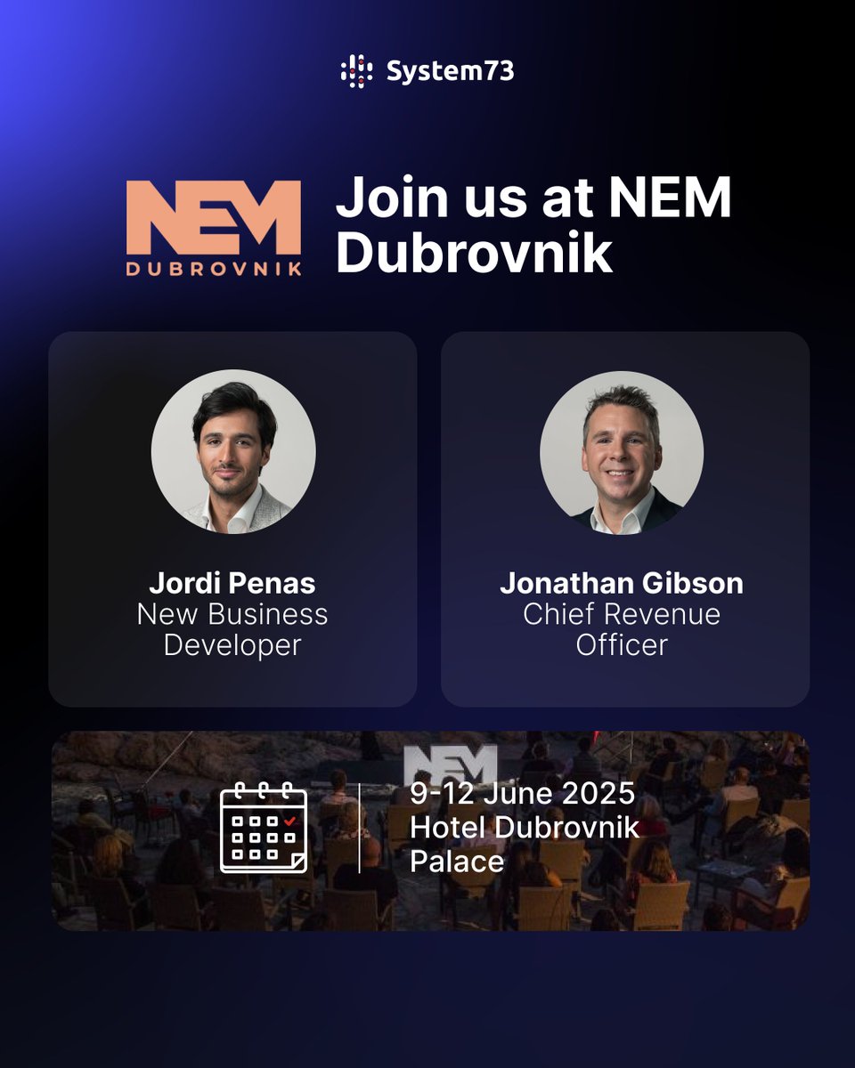 We are heading to NEM Dubrovnik!
Let’s talk about how System73’s Edge Intelligence is helping platforms deliver smoother, faster, and more profitable streams worldwide. 🌐
DM us to meet up!
meetings.hubspot.com/jpenas?uuid=11…