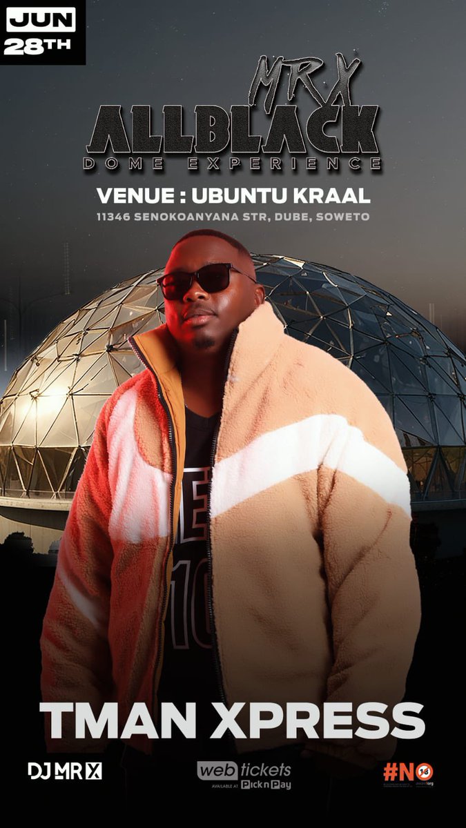 The way I can’t keep calm about the #MrXAllBlackDomeExperience happening at Ubuntu kraal on the 28th of June🙌🏾🔥🔥
JAZZIQ

🔗 webtickets.co.za/v2/event.aspx?…