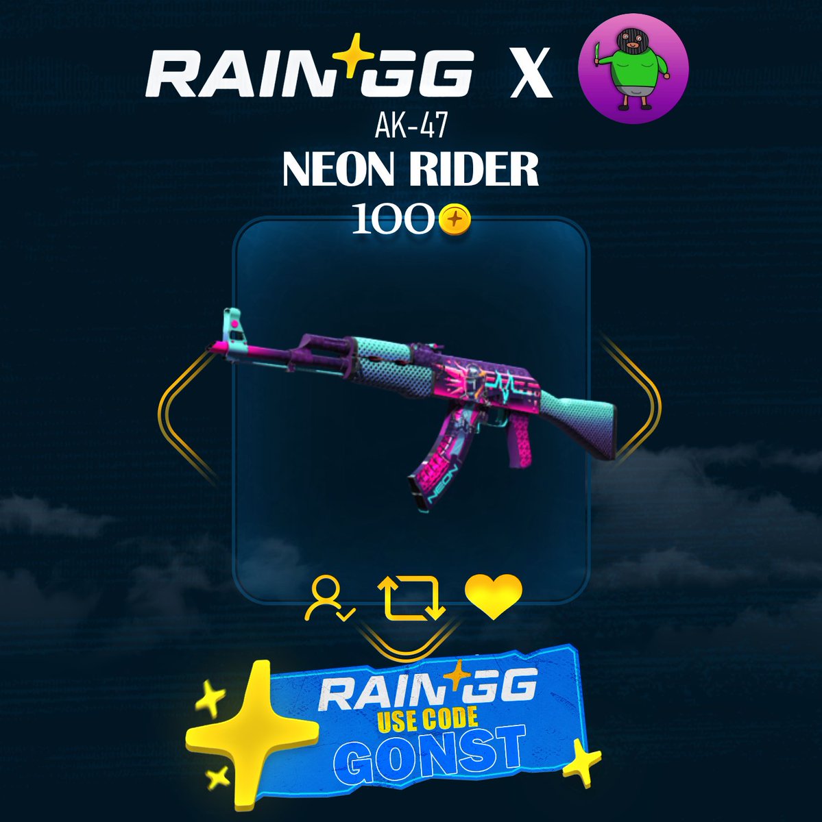 💸$100 GIVEAWAY

🎉HAPPY 1ST BIRTHDAY TO <a href="/raindotgg/">Rain.gg</a>🎉

✅Follow <a href="/Gonstcs/">Gonst</a> &amp; <a href="/raindotgg/">Rain.gg</a> 
✅Retweet &amp; Like 
✅Tag a friend

If the winner is on code: Gonst I will double the prize...

#crypto #raingg #giveaway #gonstlegit #cs2 #cs2giveaway
