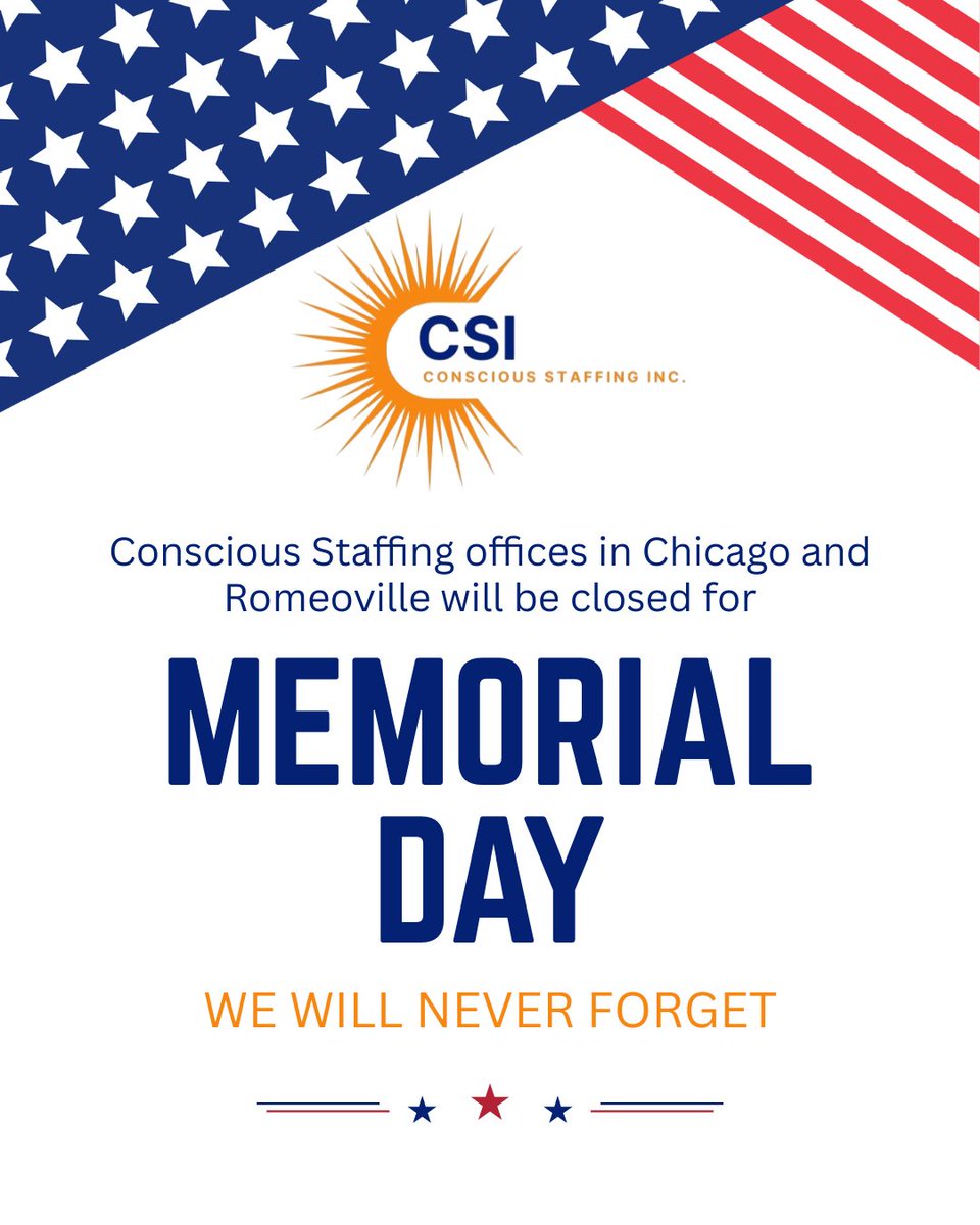 CSI_Staffing's tweet image. This weekend, we honor and remember the brave men and women who made the ultimate sacrifice for our freedom. As we reflect on their courage, we are reminded of the value of service—in all its forms.
Wishing everyone a meaningful Memorial Day.

#HonoringHeroes #StaffingWithPurpose