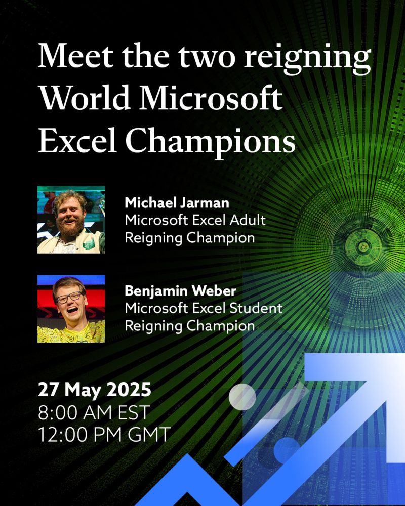 Financial Modeling World Cup (@fmwc_) on Twitter photo Excel fans, don’t miss this! 🚨
<a href="/CFAinstitute/">CFA Institute</a> is hosting an exclusive fireside chat with not one, but TWO reigning Excel World Champions! 🏆
📊 Michael Jarman – MEWC 2024 Champion and Benjamin Weber – MECC 2024 Champion!
🎟️ Register now: cfainstitute.org/insights/event… Excel fans, don’t miss this! 🚨
<a href="/CFAinstitute/">CFA Institute</a> is hosting an exclusive fireside chat with not one, but TWO reigning Excel World Champions! 🏆
📊 Michael Jarman – MEWC 2024 Champion and Benjamin Weber – MECC 2024 Champion!
🎟️ Register now: cfainstitute.org/insights/event…