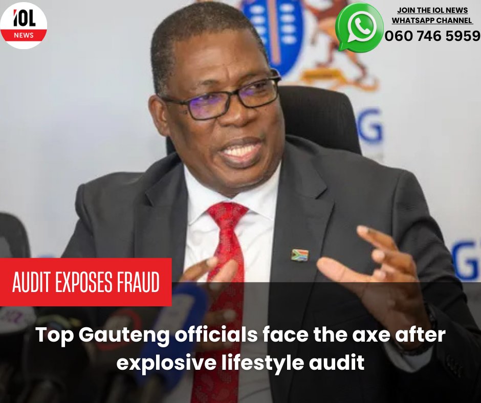 IOL's tweet photo. Gauteng Premier Panyaza Lesufi has vowed to remove all provincial department heads implicated in unethical conduct, starting with those entrenched in supply chain management.
#Accountability #EthicsMatter #GautengLeadership #CorruptionCleanup #TransparencyNow #LesufiActs
Read on https://t.co/L5rD0KjY3H