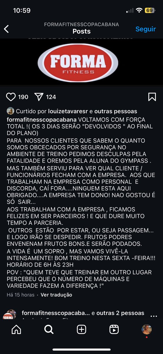 lluizvitor's tweet photo. E por fim, reabriram a academia com post no instagram, ironizando da aluna morta por ser gympass, afirmando que “a academia tem dono e quem não gostou é só sair” e quem sair é como um fruto podre que não deve envenenar os bons. No próximo post, eles publicaram um salmo bíblico. https://t.co/jGW0QiQTrz