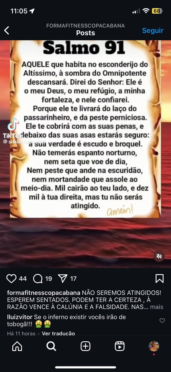 lluizvitor's tweet photo. E por fim, reabriram a academia com post no instagram, ironizando da aluna morta por ser gympass, afirmando que “a academia tem dono e quem não gostou é só sair” e quem sair é como um fruto podre que não deve envenenar os bons. No próximo post, eles publicaram um salmo bíblico. https://t.co/jGW0QiQTrz