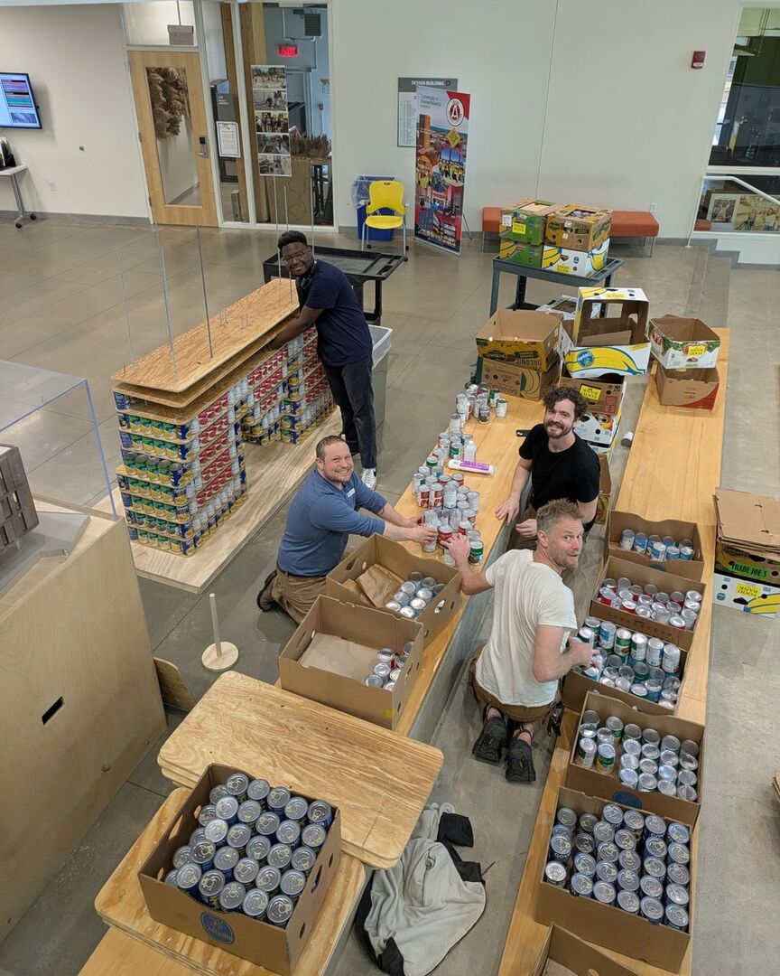 We are sad to see the @umassagc #canstruction "M" go, but overjoyed that the student group donated all the food cans to the Amherst Survival Center. Amazing project!!!