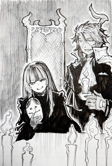 かわいい女の子とかっこいい魔人を描きました。
#オウ画
#らでん似絵 