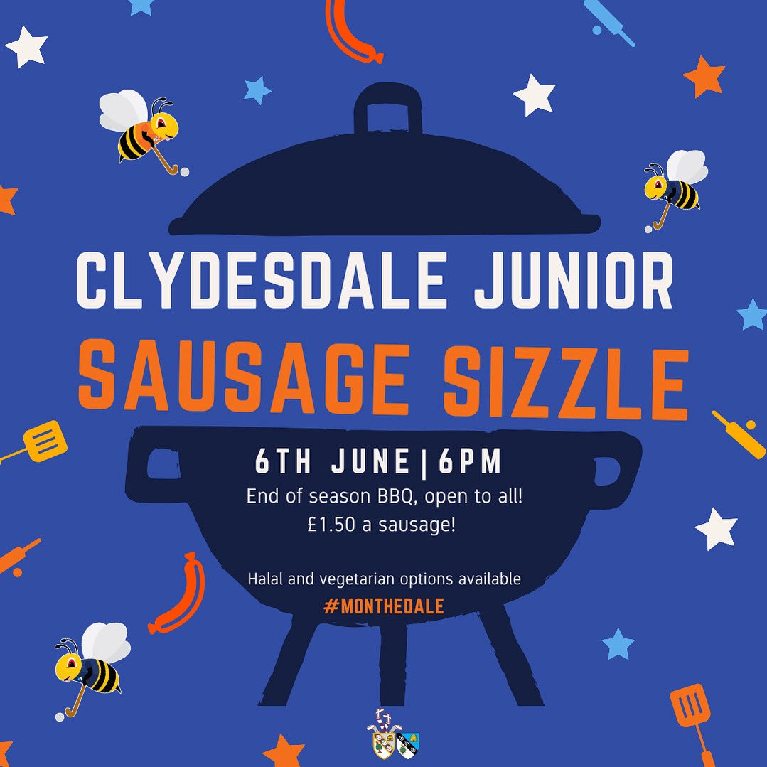 Clydesdale Hockey Club (@clydesdalehc) on Twitter photo Sausage Sizzle is BackβοΈπ€©
Our annual sausage sizzle returns for another year on the 6th Juneπ
Come & support the club with only Β£1.50 a sausage, card & cash acceptedπ€
Halal & vegetarian options will be availableπ½οΈ
ππ¦π§π¦π§
#monthedale #monthedalewestern #supportyourclub Sausage Sizzle is BackβοΈπ€©
Our annual sausage sizzle returns for another year on the 6th Juneπ
Come & support the club with only Β£1.50 a sausage, card & cash acceptedπ€
Halal & vegetarian options will be availableπ½οΈ
ππ¦π§π¦π§
#monthedale #monthedalewestern #supportyourclub