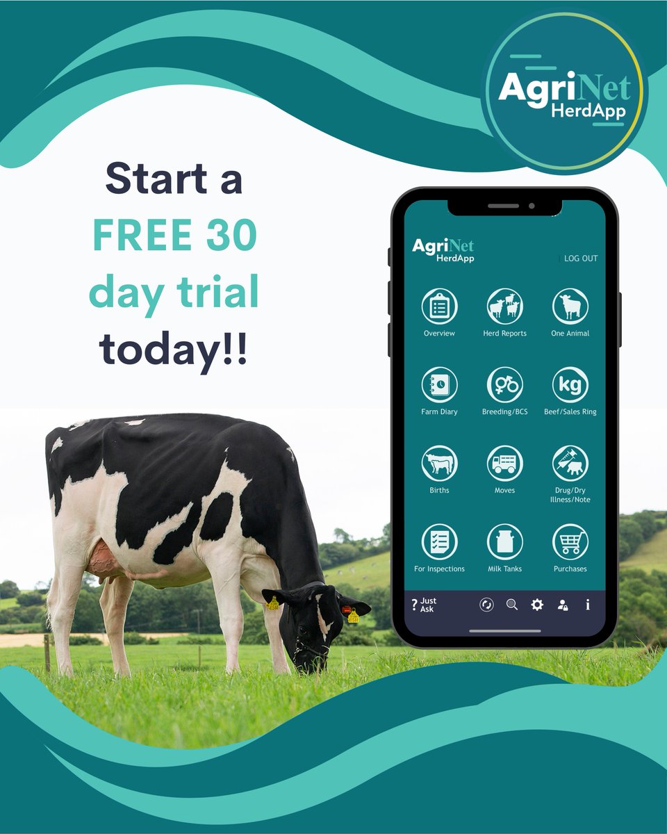 AgriNet HerdApp is the top choice for farm management software in Ireland!  🐮 Enjoy a 30-day FREE trial to explore all our amazing features. Download now at agrinet.ie and elevate your farming experience!