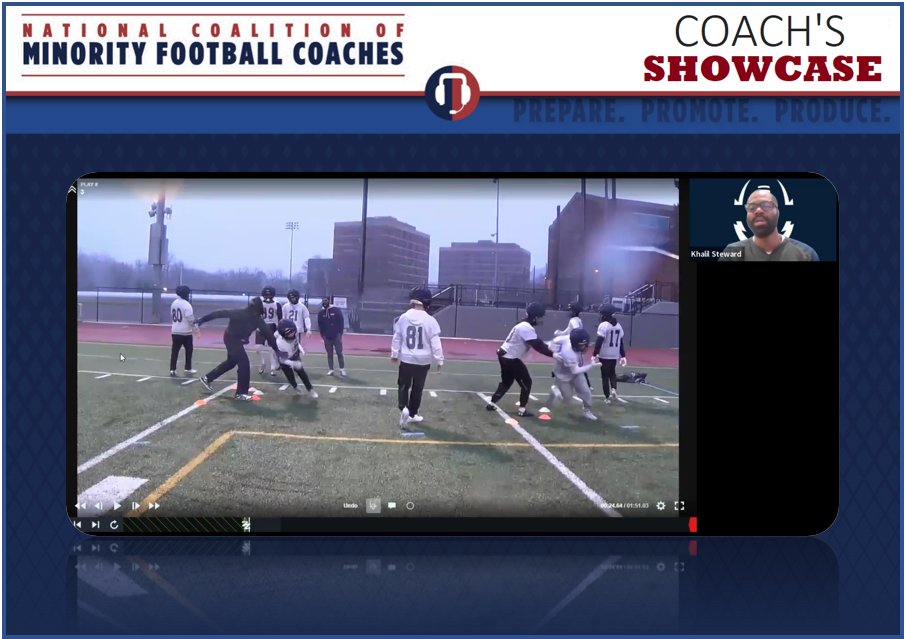 National Coalition of Minority Football Coaches (@ncmfc1) on Twitter photo For last night's Coach's Showcase, we had <a href="/UofRFootball/">Rochester Football</a> WR Coach <a href="/Coachksteward/">Khalil Steward</a> give us some great drills that he teaches his WRs to create separation at the second level.
Members can view Coach Steward's presentation through the Coach's Showcase Group in the member portal. For last night's Coach's Showcase, we had <a href="/UofRFootball/">Rochester Football</a> WR Coach <a href="/Coachksteward/">Khalil Steward</a> give us some great drills that he teaches his WRs to create separation at the second level.
Members can view Coach Steward's presentation through the Coach's Showcase Group in the member portal.