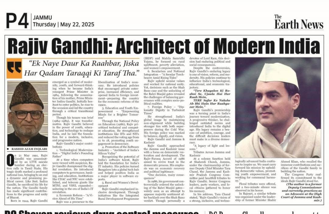 Inqlabisays's tweet photo. Tribute to Rajiv Gandhi- "Architect of Modern India".
@RahulGandhi @INCIndia @priyankagandhi @INCJammuKashmir @SachinPilot https://t.co/GvXXeS0aDH