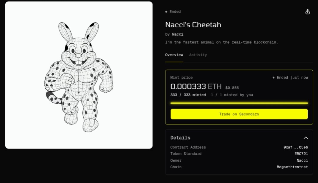 alexsadraNP's tweet image. Lol, sold in seconds, didn't even reach 15 seconds 
I managed to get 1 
Thanks for @meganacci @fimmonaci  @rarible

333 mints sold in seconds, that can only happen in the @megaeth chain

#Gmega