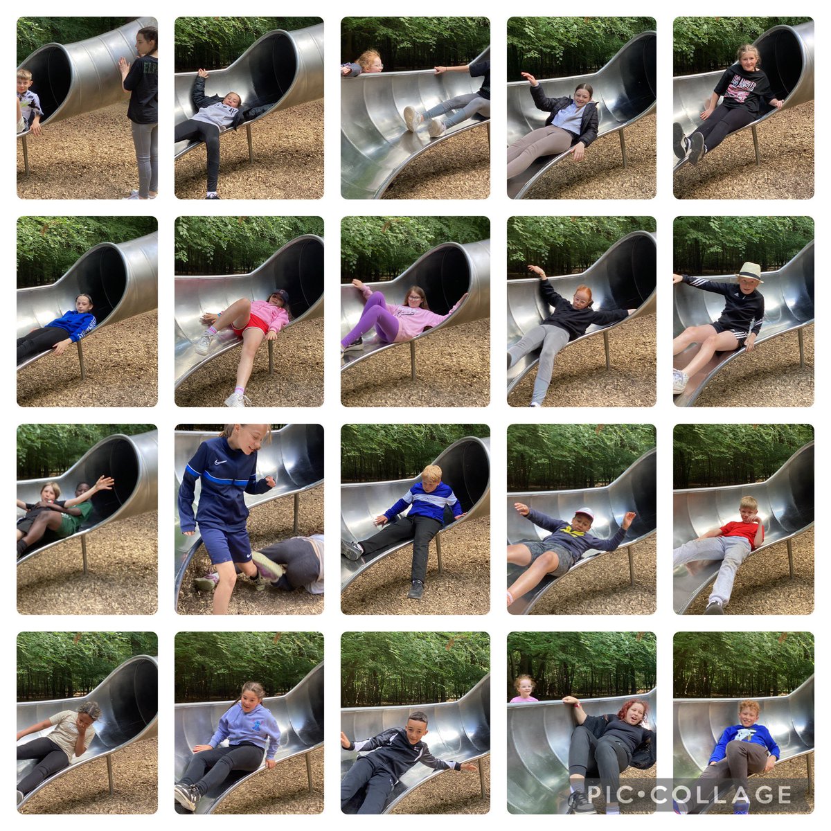 FinedonSc6's tweet photo. The children had lots of fun on the pyramid slide! It was a tricky climb to the top and then a very quick route down! https://t.co/mzVmZctAW9