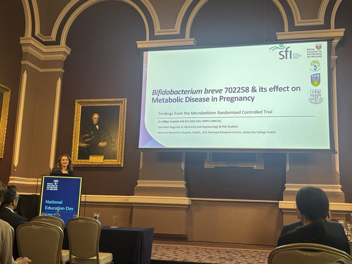 ProfFMcAuliffe's tweet image. .@RCPI_news William Stokes Medal Competition @gill_i_amm presents data showing maternal benefit of #probiotic in #pregnancy @ucddublin @UCDPerinatal @UCDMedicine