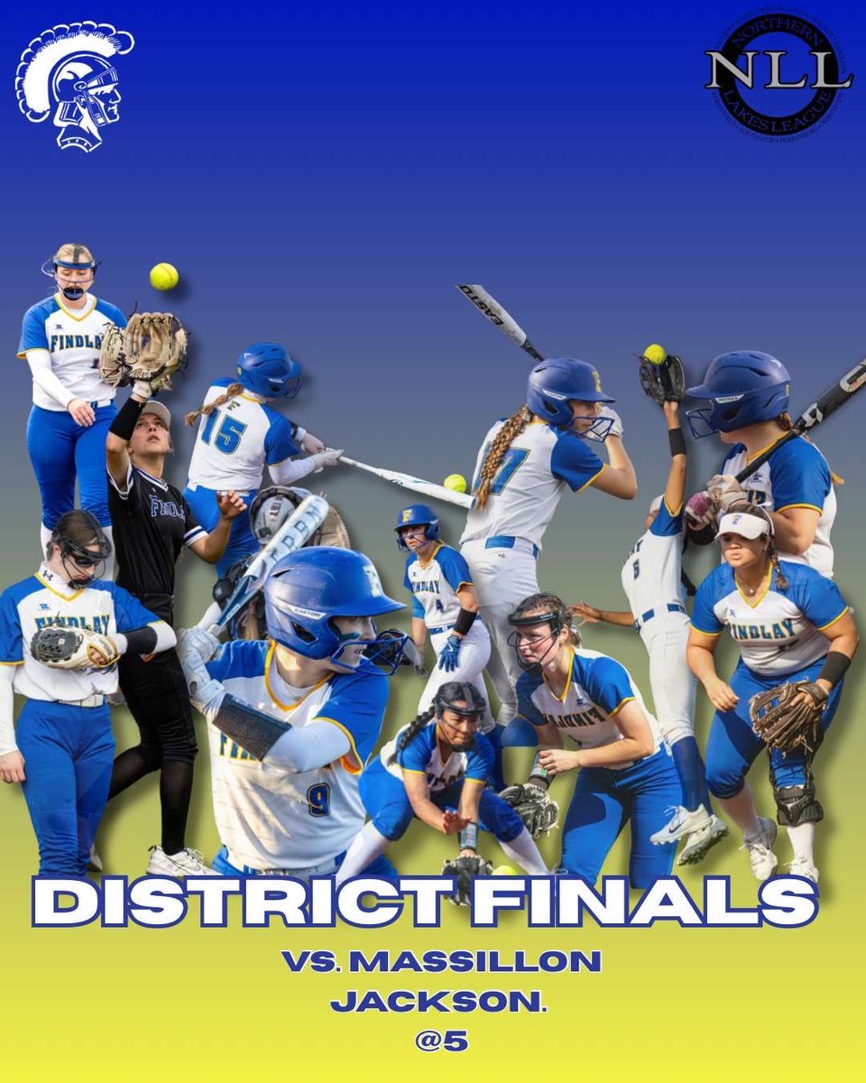 Findlay Trojans Softball (@softballfindlay) on Twitter photo District Finals➡️➡️💙💛
Findlay Trojans🆚 Massillon Jackson
Varsity @ Massillon Jackson🏟️
First pitch⏰ 5:00 p.m.
If you can’t be there make sure to check out our GameChanger!⬇️
GameChanger🎥- Findlay Trojans
<a href="/FHSAthletic/">Findlay Trojans Athletics</a> <a href="/NLL_Sports/">Northern Lakes League</a> <a href="/BCSNsports/">BCSN</a> District Finals➡️➡️💙💛
Findlay Trojans🆚 Massillon Jackson
Varsity @ Massillon Jackson🏟️
First pitch⏰ 5:00 p.m.
If you can’t be there make sure to check out our GameChanger!⬇️
GameChanger🎥- Findlay Trojans
<a href="/FHSAthletic/">Findlay Trojans Athletics</a> <a href="/NLL_Sports/">Northern Lakes League</a> <a href="/BCSNsports/">BCSN</a>