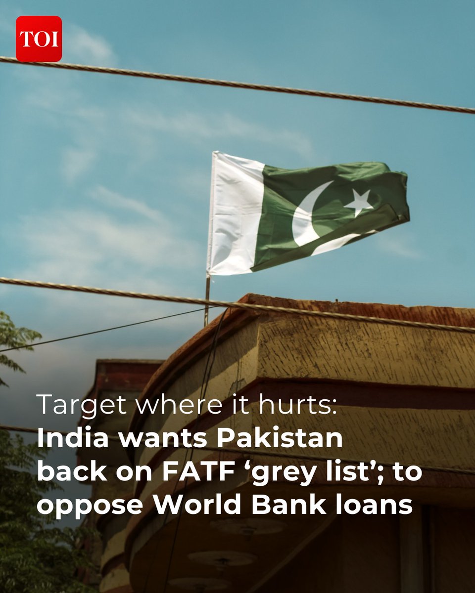 timesofindia's tweet photo. #India is intensifying its efforts to financially isolate #Pakistan, contesting #WorldBank loans and urging the FATF to reinstate it on the grey list.

Read more 🔗 https://t.co/ijMksIg7BT https://t.co/nhi5tOSeP7