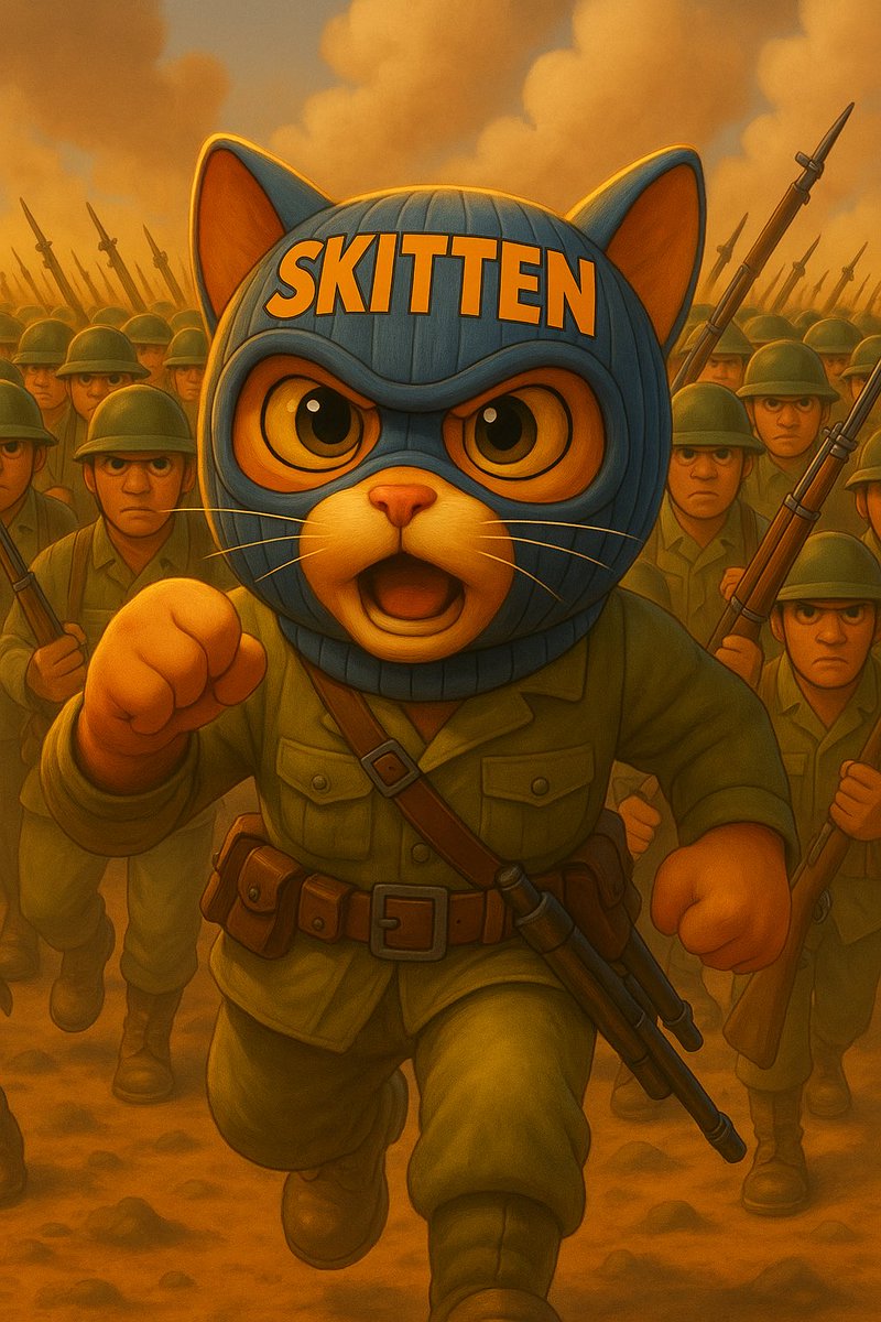 🚨🐾 **Attention, Men!** 🐾🚨

This week, a new fearless meme leader emerges at $MvA … **SKITTEN**, the ski mask kitten, has stepped up to lead our 100 soldiers into battle against the ape! 🐱🦍

Unite for some fun, some art, and to show some strength together! Are you ready to