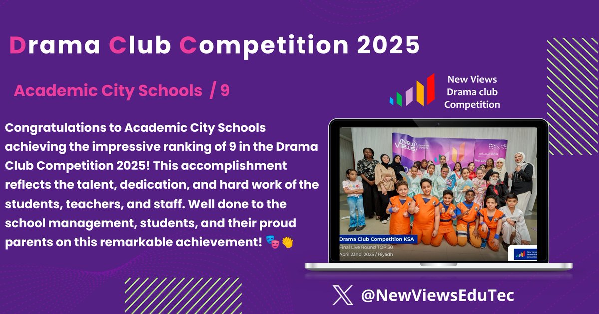 NewViewsEduTec's tweet photo. Congratulations to Academic City Schools 🥳
#Drama_Club_Competition
#Learning_First
#Top_30 https://t.co/w5Co1pfMGv