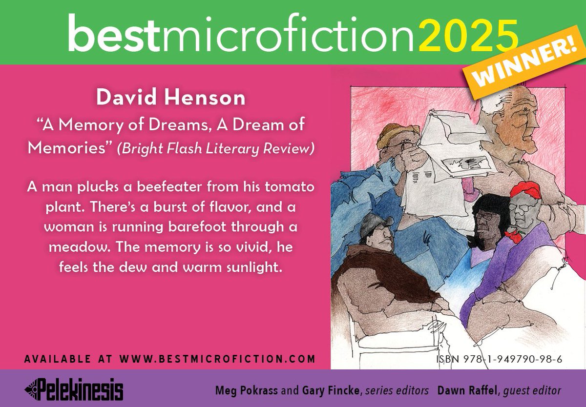 David Henson (@annalou8) on Twitter photo Many thanks again to the Best Microfictions team for selecting my story for this year’s edition. And of course to <a href="/brightflash1000/">Bright Flash</a> for nominating the story to begin with. Many thanks again to the Best Microfictions team for selecting my story for this year’s edition. And of course to <a href="/brightflash1000/">Bright Flash</a> for nominating the story to begin with.