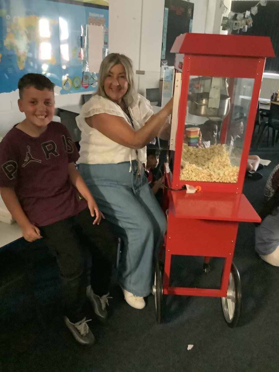 Popcorn and a movie for the class winners who won the attendance battle. Keep up the brilliant attendance next term Gaskell #attendancematters