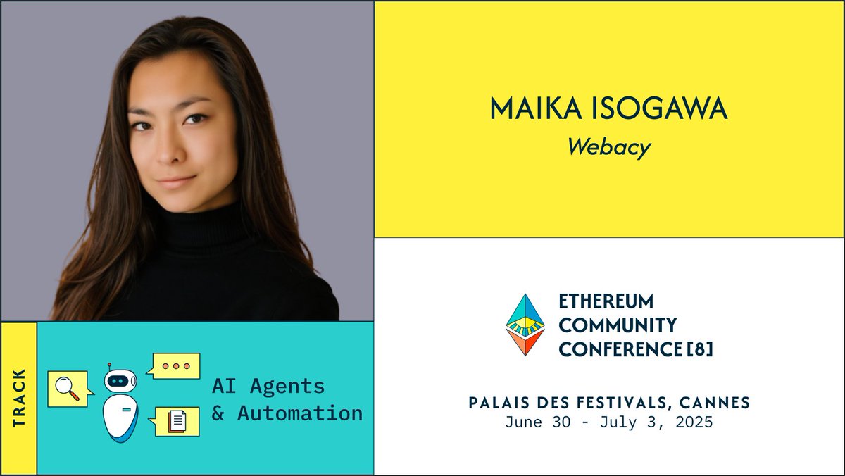 Say hello to more EthCC[8] speakers! Maika Isogawa from Webacy  (@maikaisogawa) Track: 🤖 AI Agents and Automation Ke Zheng from EigenPhi  Track: 🏦 DeFi Jan-Philip Grabs from Areta (@jp_grabs) Track: 📢 Product