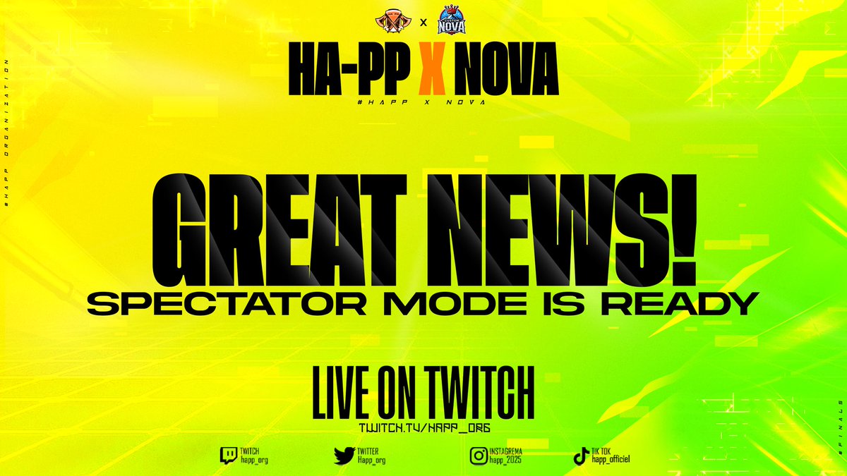 Happ_org's tweet photo. 🚨 Great news for the HA-PP x Nova Cup!

We officially got Spectator Mode for the tournament!
Get ready for a top-tier viewing experience, this one’s going to be epic 🎥🔥 https://t.co/V7tgQT4bUv