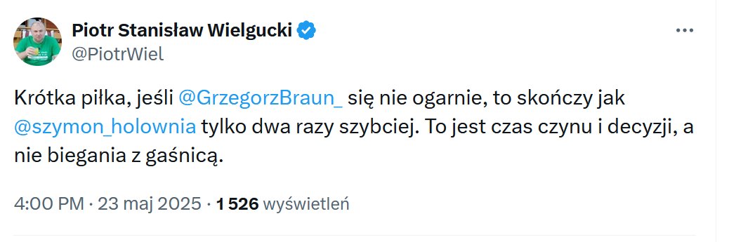 Katarzyna Treter-Sierpińska (@katarzyna_ts) on Twitter photo Po przekonaniu przekonanych i zbanowaniu nieprzekonanych <a href="/PiotrWiel/">Piotr Stanisław Wielgucki</a> zabrał się za grożenie <a href="/GrzegorzBraun_/">Grzegorz Braun</a>. Mnie bawi 😂😂😂 Po przekonaniu przekonanych i zbanowaniu nieprzekonanych <a href="/PiotrWiel/">Piotr Stanisław Wielgucki</a> zabrał się za grożenie <a href="/GrzegorzBraun_/">Grzegorz Braun</a>. Mnie bawi 😂😂😂