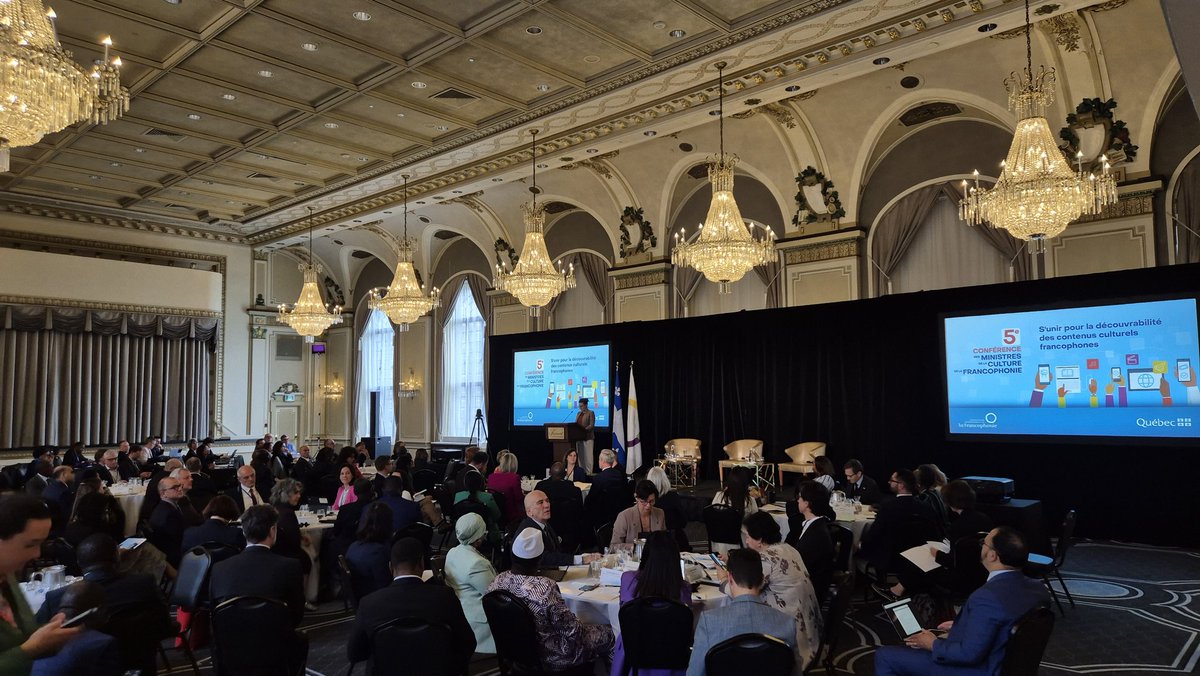 OIFrancophonie's tweet photo. Ouverture solennelle des travaux de la 5ᵉ Conférence des ministres de la Culture de la Francophonie.

Pendant deux jours, les différentes délégations échangeront sur les grands enjeux culturels francophones à l’ère du #numérique.

#CMCF25
#Francophonie https://t.co/aTJUQW8OEy