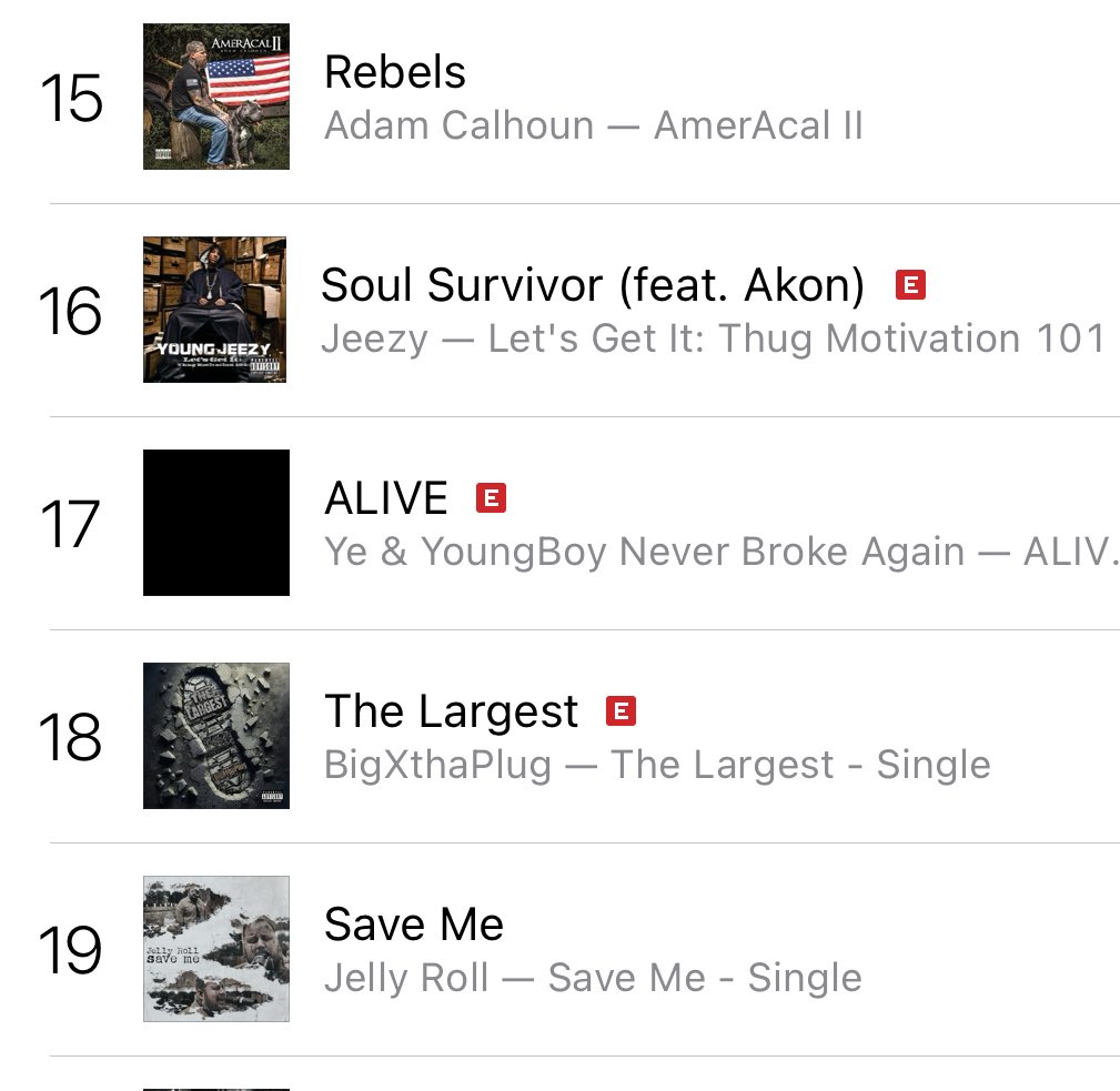 ALIVE by Ye &amp; NBA YoungBoy is currently #17 on iTunes Hip-Hop! Rising from #49 previously