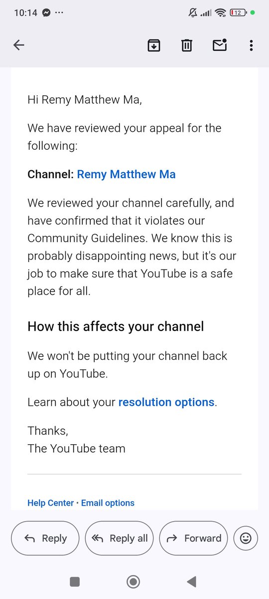 cbnftw's tweet photo. @TeamYouTube My appeal was rejected again. Now my channel will remain terminated because of this. Can you fix this? https://t.co/uIlQnZwF3m