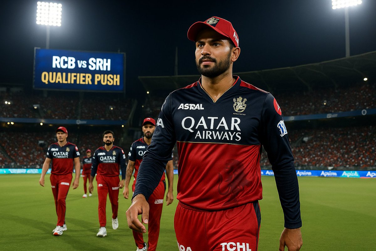 NewsAnchorX's tweet photo. 🚨 Big shake-up for #RCB! With Rajat Patidar out, Jitesh Sharma leads the side in a must-win clash against #SRH. Can the new skipper guide RCB to a top-two finish? 🏏🔥 #IPL2025 #RCBvsSRH #PlayBold #RoyalChallenegersBengaluru #sunriser #Cricket #CricketUpdates #GOLD https://t.co/7dXl8iy3kf