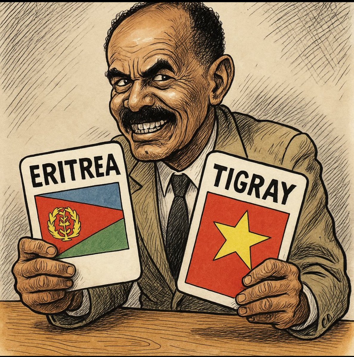 zeka50214's tweet photo. The Horn of Africa stands at a crossroads – Isaias Afwerki is playing a dangerous game that could destroy the future of both Eritrea and Tigray.
Isaias Afwerki has entered so-called “freedom agreements” with Tigray, but behind the facade lies a cynical game. He is deceiving both the Eritrean and Tigrayan peoples to secure his own power and create division in the region. Ordinary people are paying the price.
At the same time, actors like Higdef continue the same game they have played for over 30 years – day after day, year after year. When he begins to “tap,” it’s about exploiting situations for personal gain and maintaining the regime’s grip on power, regardless of the suffering of the people.
This threatens not only the stability of Eritrea and Tigray but the entire Horn of Africa. The so-called “Blue Revolution” could mark a new chapter in the region’s geopolitics – but it requires vigilance.
We cannot remain silent. Silence contributes to oppression. The international community must demand:
•An open and independent investigation into Eritrea’s role in the Tigray conflict
•Exposure and halting of manipulative agreements that divide the people
•Support for the victims of war and human rights abuses
•Accountability for actors like Higdef who systematically uphold the regime’s power
It is time to rise up, expose the truth, and demand that those in power are held accountable – the future of the Horn of Africa depends on it.
#HornOfAfrica 

#Eritrea #RegimeChangeInEritrea #TransnationalRepression #BlueRevolution #EritreaAt34 #34YearsOfOppression #EritreaIndependenceAt34