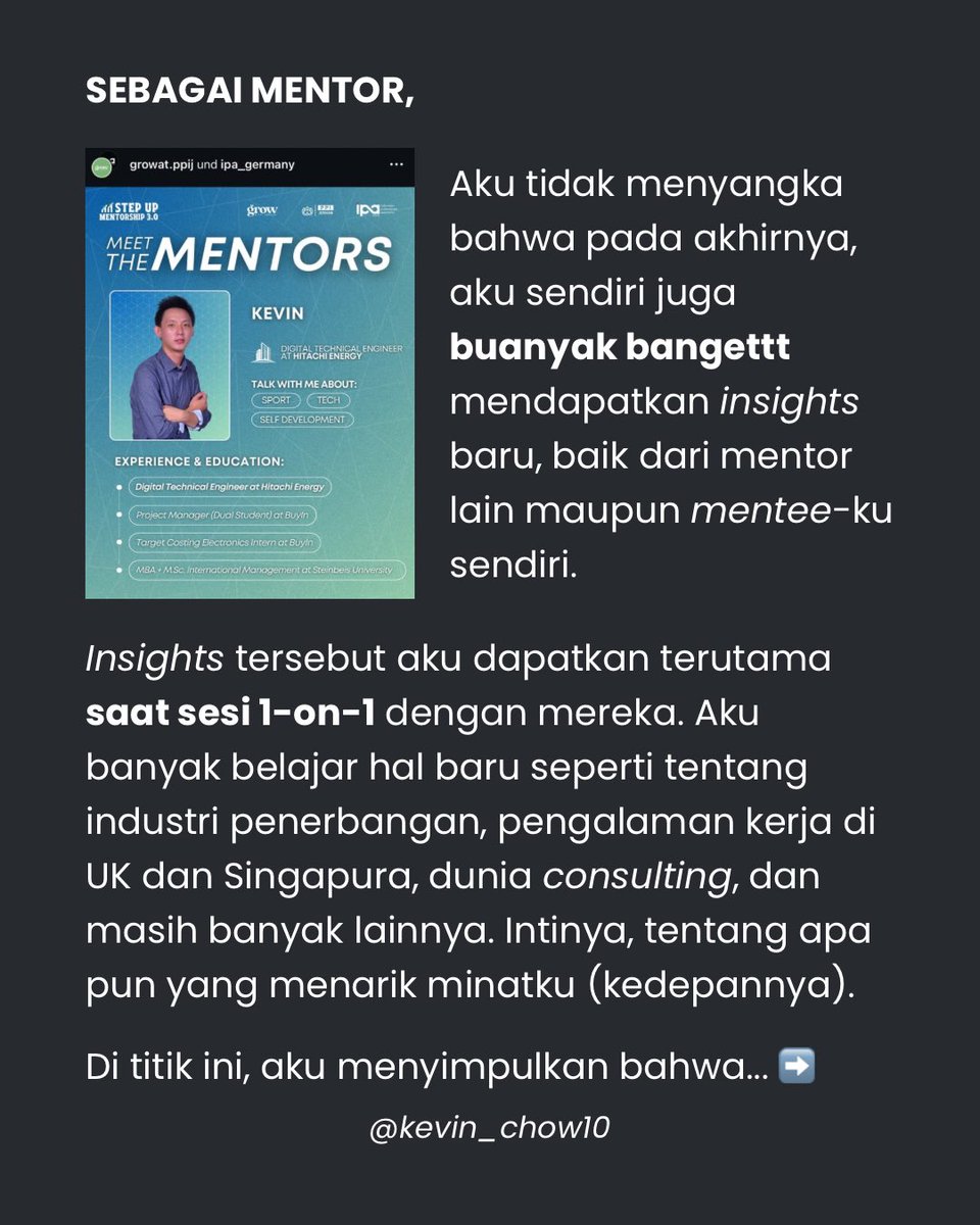 Kevin_Chow10's tweet photo. Mentoring selesai, tapi proses belajarnya masih panjang. Semoga insight ini bisa jadi pengingat kecil buat siapa pun (termasuk aku) yang lagi menyiapkan langkah karirnya di Jerman βπ»
(1/3)
#karirdijerman #karirluarnegeri #mentoring #diasporaindonesia #networking #ppijerman https://t.co/cGpcITT5ID