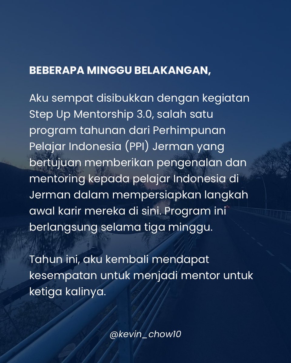 Kevin_Chow10's tweet photo. Mentoring selesai, tapi proses belajarnya masih panjang. Semoga insight ini bisa jadi pengingat kecil buat siapa pun (termasuk aku) yang lagi menyiapkan langkah karirnya di Jerman βπ»
(1/3)
#karirdijerman #karirluarnegeri #mentoring #diasporaindonesia #networking #ppijerman https://t.co/cGpcITT5ID