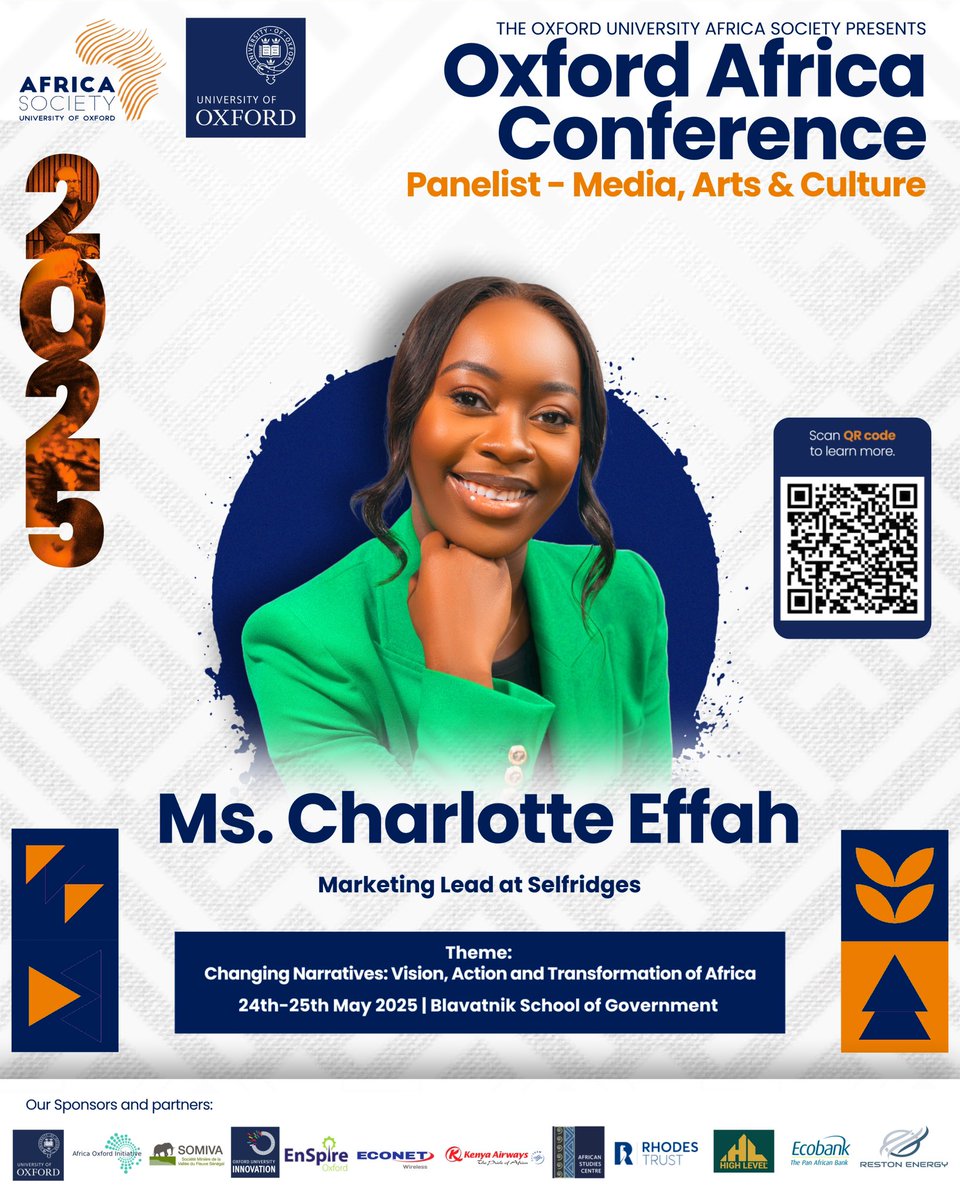 Oxford University Africa Society (@oxfordafrica) on Twitter photo We’re honoured to welcome Charlotte Effah, Marketing & Partnerships Lead at <a href="/Selfridges/">Selfridges</a>, to #OxfordAfrica2025! With a decade of brand storytelling experience, she’s led campaigns for Nike, Netflix, LVMH & more.
🔗 oxforduniversityafricasociety.com/panelspeaker25…
🎟 Tickets are sold out. We’re honoured to welcome Charlotte Effah, Marketing & Partnerships Lead at <a href="/Selfridges/">Selfridges</a>, to #OxfordAfrica2025! With a decade of brand storytelling experience, she’s led campaigns for Nike, Netflix, LVMH & more.
🔗 oxforduniversityafricasociety.com/panelspeaker25…
🎟 Tickets are sold out.