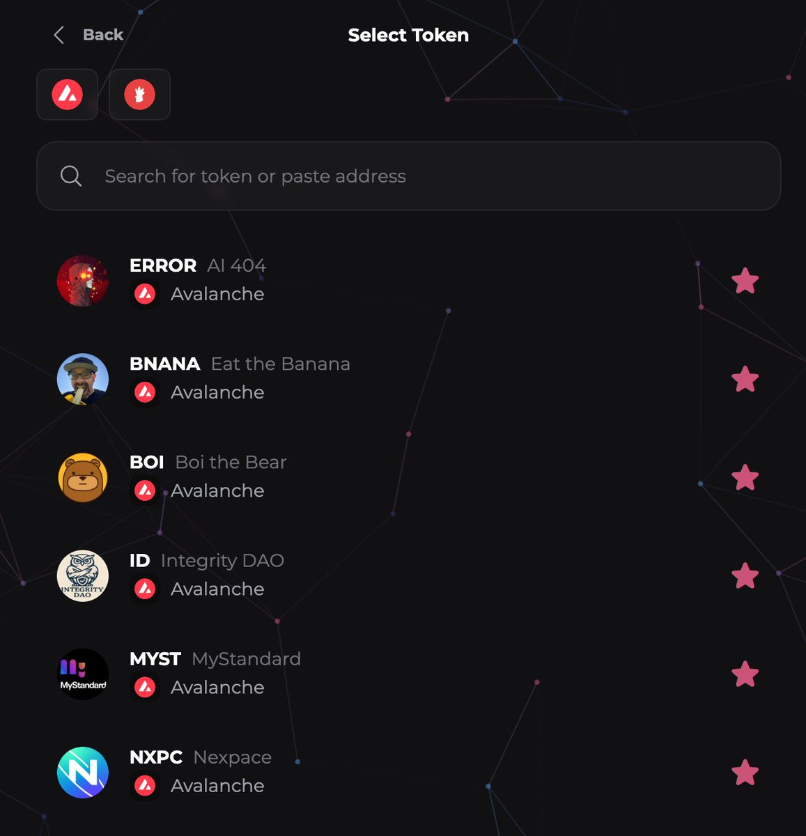 Tesseract🔺 (@tesseract_avax) on Twitter photo Welcoming some new tokens to the Tesseract whitelist this morning:
$NXPC <a href="/MaplestoryU/">MapleStory Universe</a>
$ID <a href="/IntegrityDAO/">Integrity DAO</a>
$BNANA <a href="/BNANAavax/">Bnana Avax</a>
$BOI <a href="/Boithebear/">Boi</a>
$ERROR <a href="/dqn404/">AI-404</a>
$MYST <a href="/MyStandardDotIO/">MyStandard.io 💫</a>
You can also always paste any contract address into Tesseract to immediately get best price for Welcoming some new tokens to the Tesseract whitelist this morning:
$NXPC <a href="/MaplestoryU/">MapleStory Universe</a>
$ID <a href="/IntegrityDAO/">Integrity DAO</a>
$BNANA <a href="/BNANAavax/">Bnana Avax</a>
$BOI <a href="/Boithebear/">Boi</a>
$ERROR <a href="/dqn404/">AI-404</a>
$MYST <a href="/MyStandardDotIO/">MyStandard.io 💫</a>
You can also always paste any contract address into Tesseract to immediately get best price for