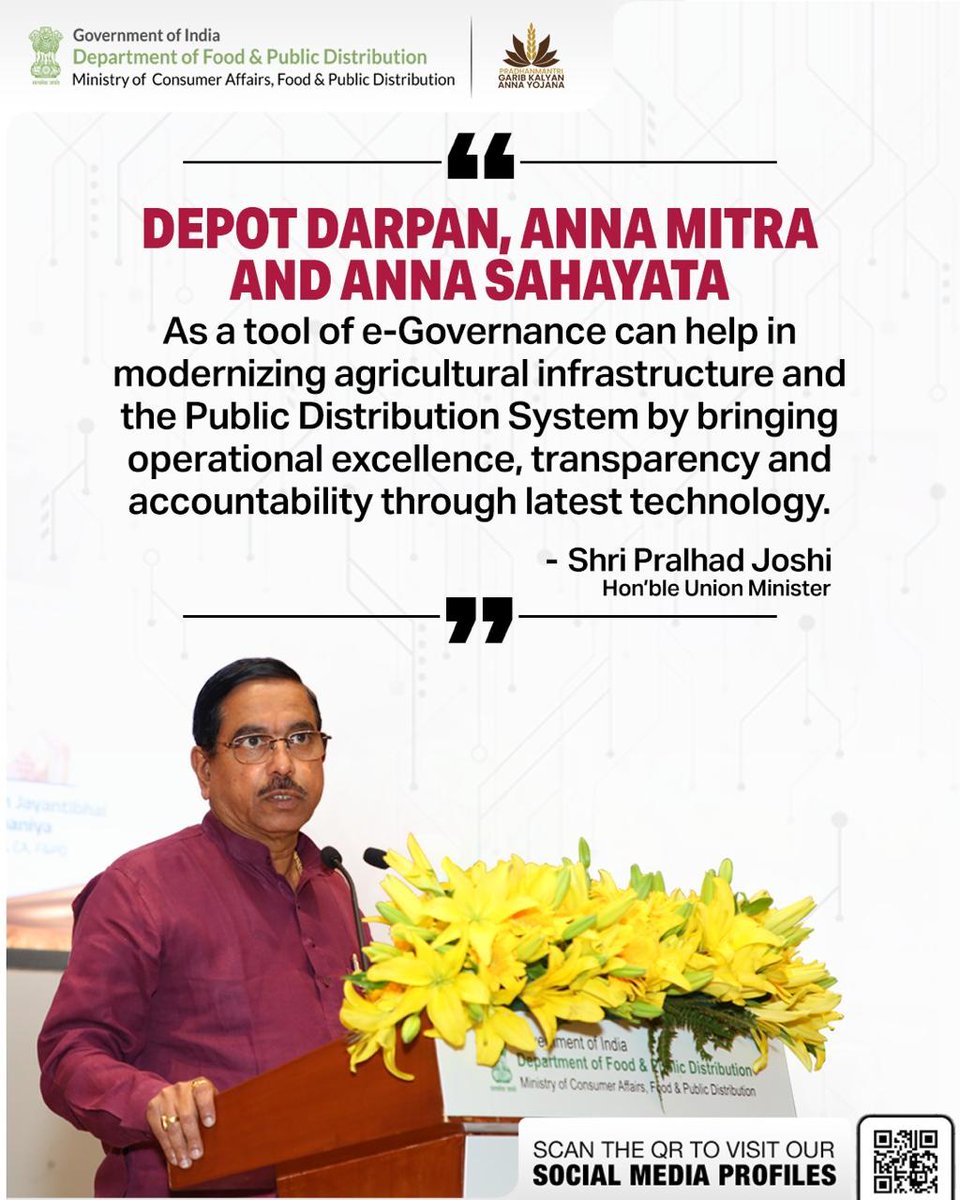 fooddeptgoi's tweet photo. Tech-Driven PDS Reform!
Depot Darpan, Anna Mitra & Anna Sahayata are boosting transparency and efficiency in the Public Distribution System through #eGovernance
#DigitalIndia #DepotDarpan #AnnaMitra #AnnaSahayata https://t.co/WzChAspH2V