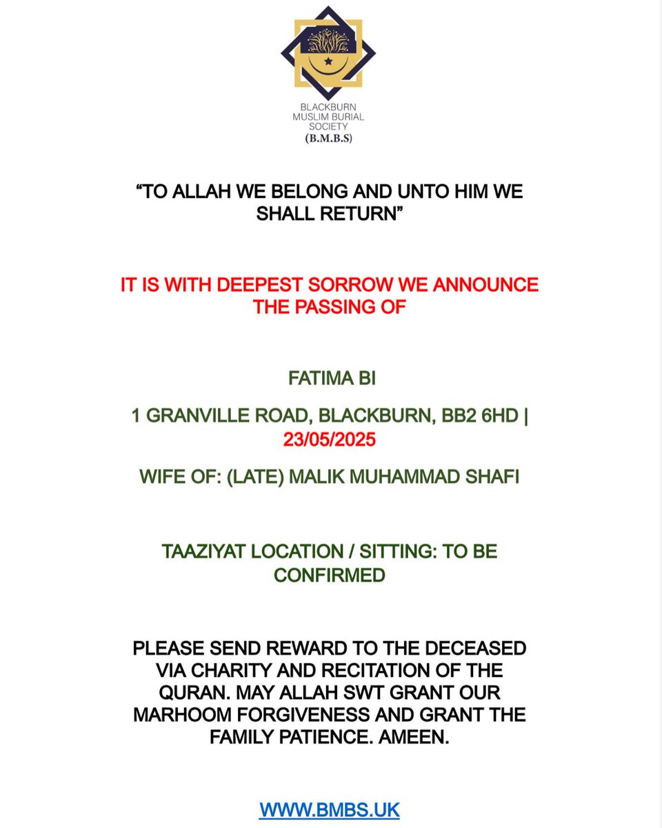 Blackburn Muslim Burial Society tweet media