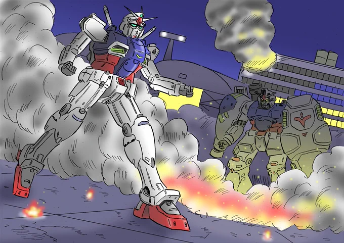 #0083公開記念日 やっぱり冒頭のゼフィランサス登場は燃えますね。「一号機見参!!」みたいな。 ウラキとガトーのちょっと間の抜けたやりとりもいい。