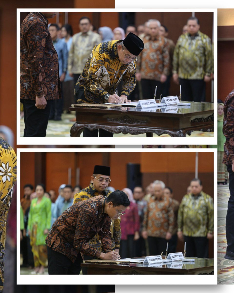 DitjenPajakRI's tweet photo. Menteri Keuangan Sri Mulyani Indrawati @smindrawati melantik Bimo Wijayanto sebagai Direktur Jenderal Pajak yang baru, melanjutkan tongkat estafet kepemimpinan dari Suryo Utomo. Prosesi pengambilan sumpah dan pelantikan itu berlangsung di Gedung Djuanda, Kemenkeu (Jumat, 23/05). Suryo mengemban amanah baru sebagai Kepala Badan Teknologi, Informasi, dan Intelijen Keuangan.

“Sebagai nagara dana rakca, penjaga dan pengelola keuangan negara,” pesan Sri Mulyani kepada 22 pejabat yang ditetapkan sebagai pimpinan tinggi madya, dalam sambutannya. Sri Mulyani menekankan bahwa jabatan ini merupakan kepercayaan dari Presiden Prabowo Subianto. “Sebuah kehormatan, bukan sebuah hak. Ini adalah privilege sekaligus harapan dari pimpinan negara dan pimpinan pemerintahan untuk menjalankan amanah,” sambungnya.