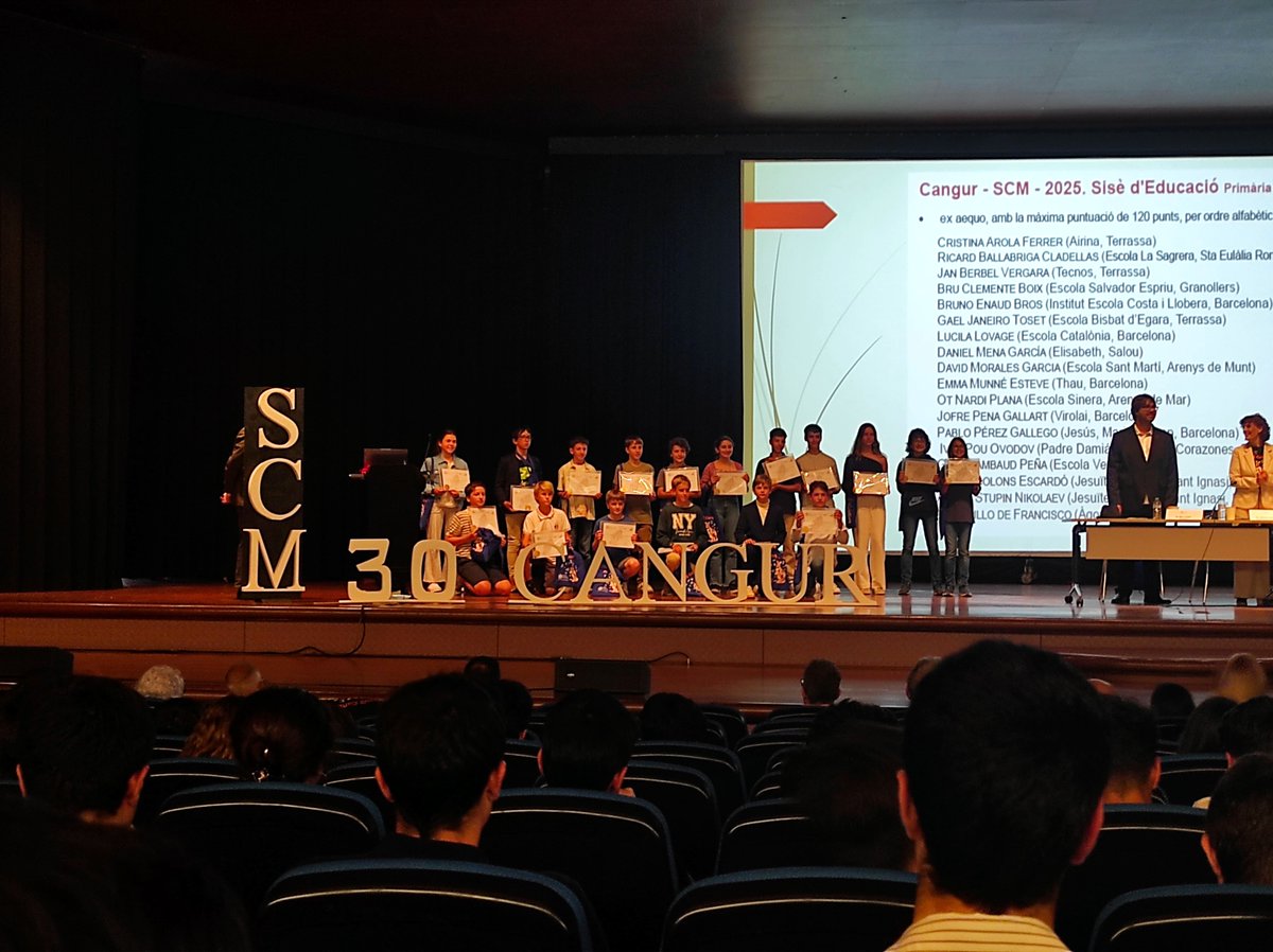 JesuitesEdu's tweet photo. 🦘🔢 Aquesta setmana, alumnes de #JELleida, #JECasp i #JESarrià, han participat en l'acte d'entrega dels Premis @CangurCAT 2025. Enhorabona a tots i a totes per aquest reconeixement matemàtic!
#Cangur2025 #Matemàtiques https://t.co/4sXTU1tnFJ