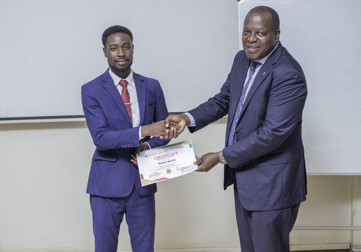 CgcMakCoCIS's tweet photo. Yesterday, the 90th CGC Cabinet, led by @MartinOteba15, officially handed over to the 91st Cabinet under the leadership of @CharityARINITW1. 
The College Principal Prof. Tonny J. Oyana, Dr. Margret Nangwovuma as well Dr. Ruth Amanda Birungi graced the ceremony. https://t.co/YJaSouDLgT
